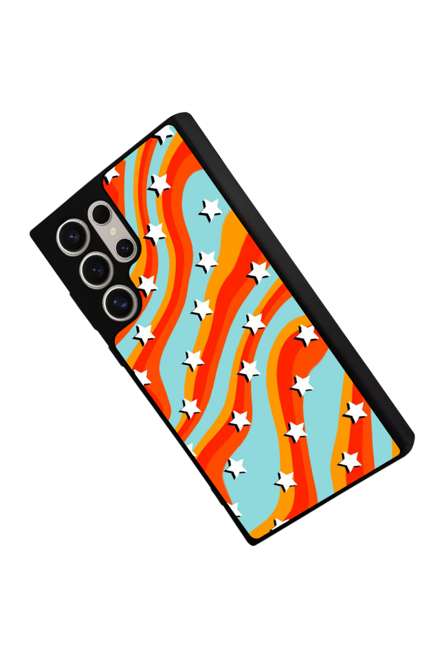 Samsung Galaxy S23 Ultra Uyumlu Retro Yildizlar Tasarımlı Glossy Premium Kılıf