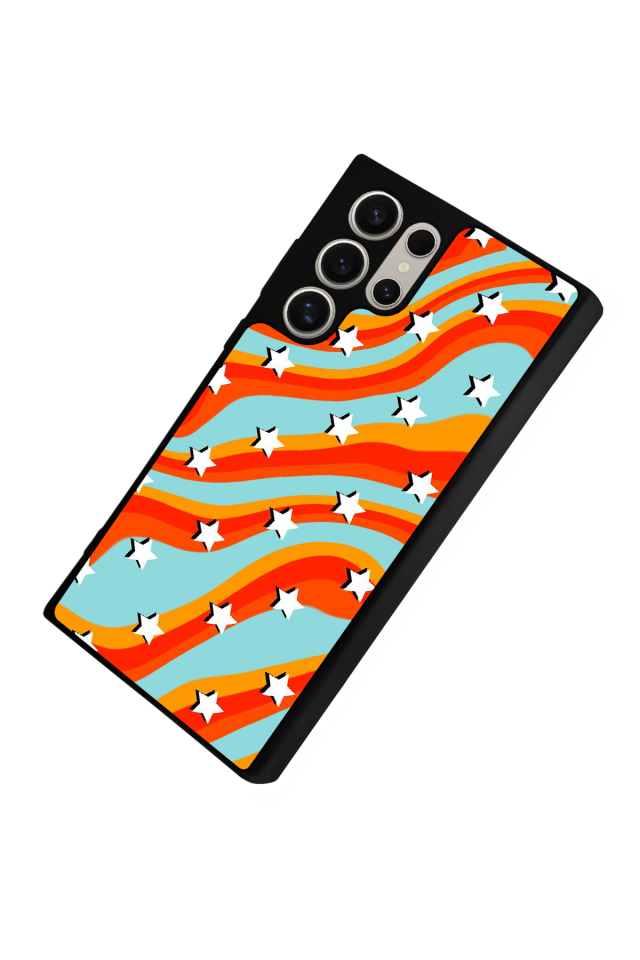 Samsung Galaxy S23 Ultra Uyumlu Retro Yildizlar Tasarımlı Glossy Premium Kılıf