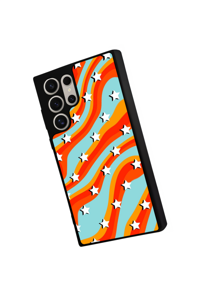 Samsung Galaxy S23 Ultra Uyumlu Retro Yildizlar Tasarımlı Glossy Premium Kılıf