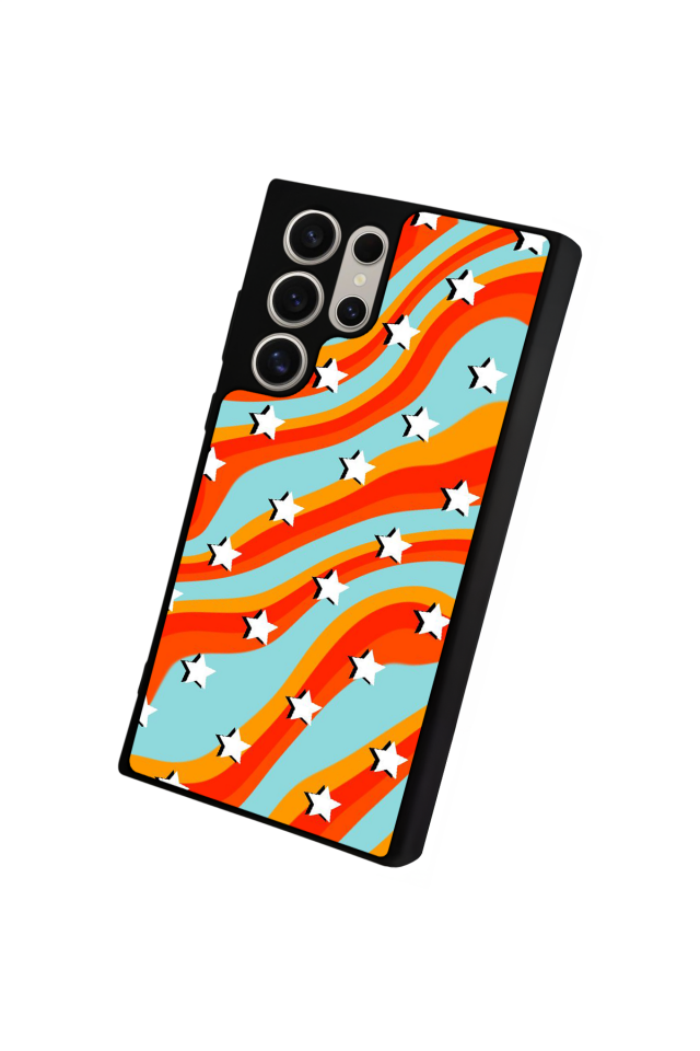 Samsung Galaxy S23 Ultra Uyumlu Retro Yildizlar Tasarımlı Glossy Premium Kılıf