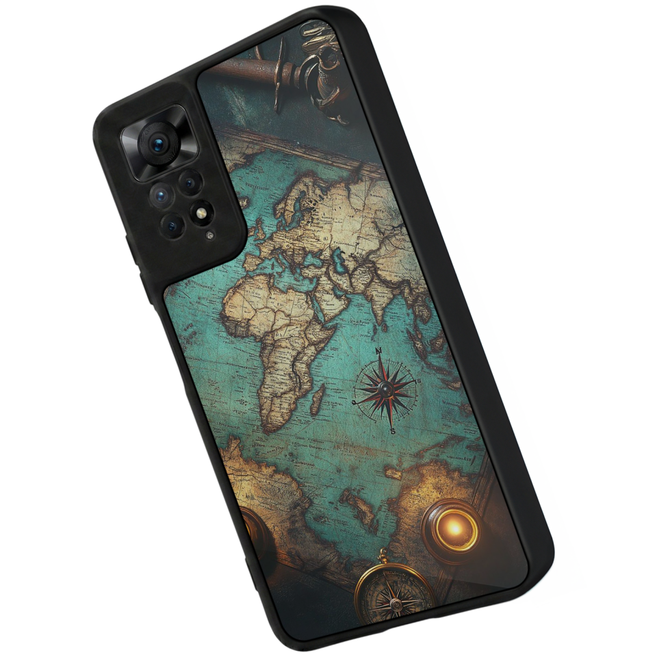 Xiaomi Redmi Note 11 Pro Uyumlu Harita Tasarımlı Glossy Premium Kılıf
