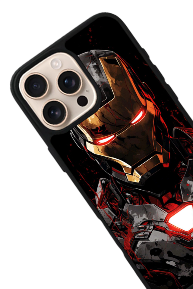 iPhone 15 Pro Max Uyumlu  Iron Man ( Demir Adam ) Tasarımlı Glossy Premium Kılıf