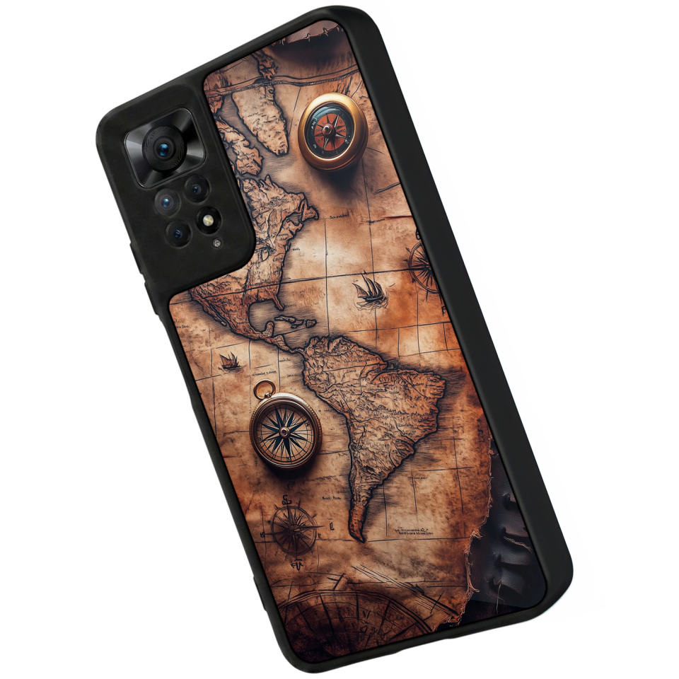 Xiaomi Redmi Note 11 Pro Uyumlu Harita Tasarımlı Glossy Premium Kılıf