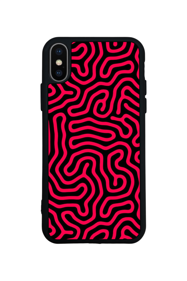 iPhone X/ XS Uyumlu Çizgi Sanatı Tasarımlı Glossy Premium Kılıf