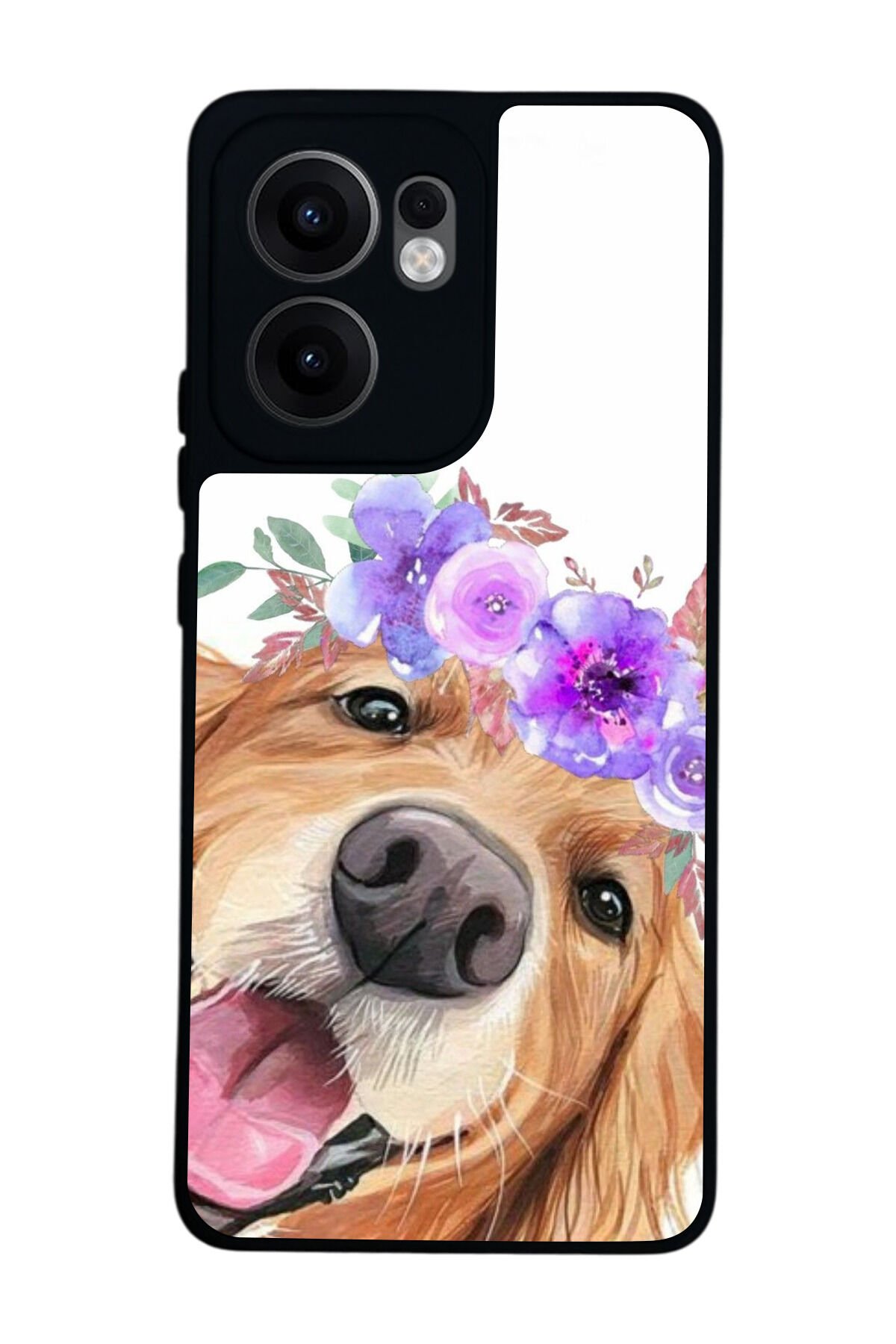 Oppo Reno 13F Uyumlu Golden Kopek Tasarımlı Glossy Premium Kılıf