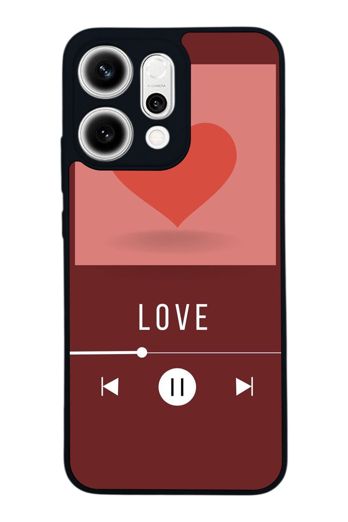 Oppo Reno 14 Uyumlu Kalp Love Tasarımlı Glossy Premium Kılıf