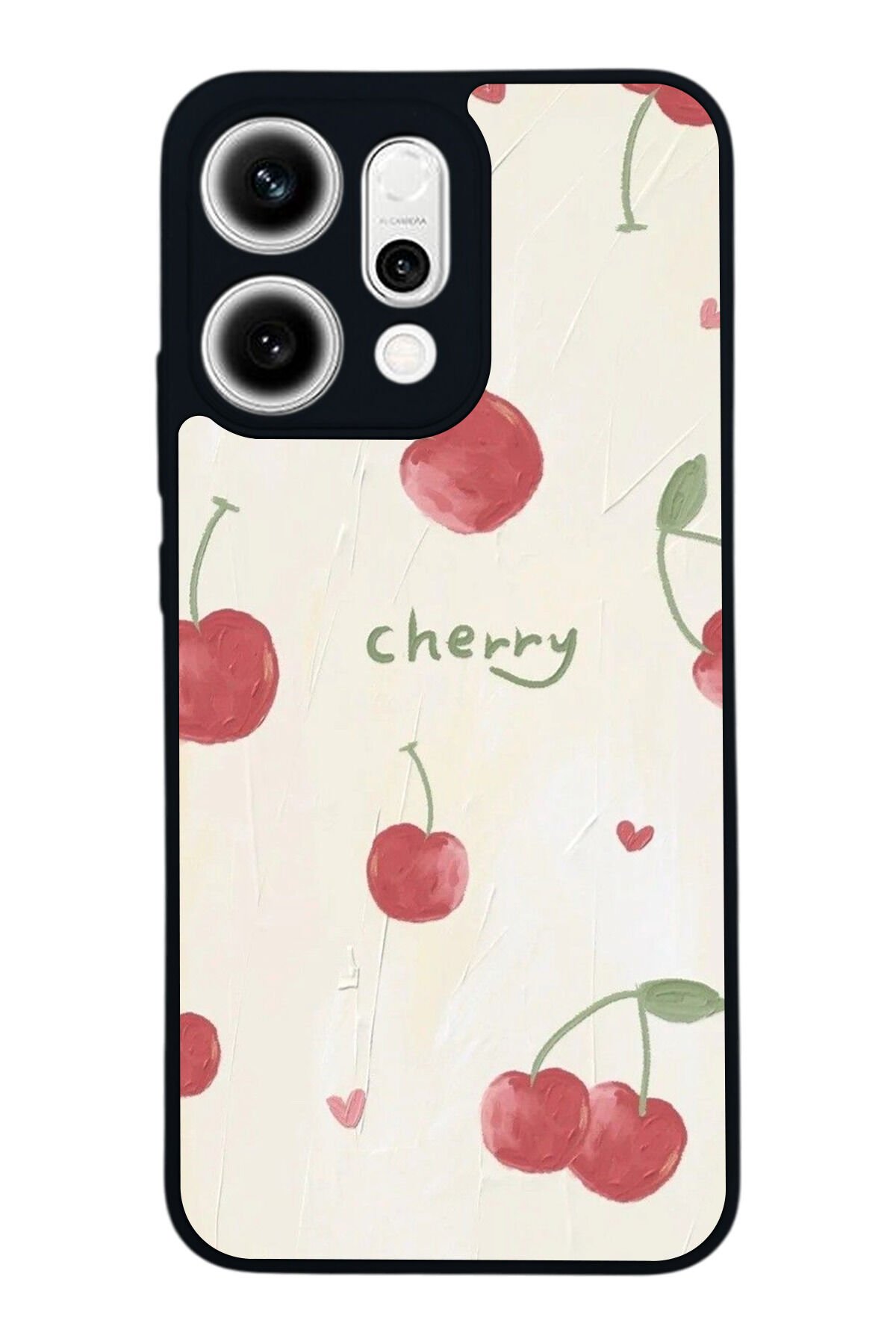 Oppo Reno 14 Uyumlu Kiraz Tasarımlı Glossy Premium Kılıf