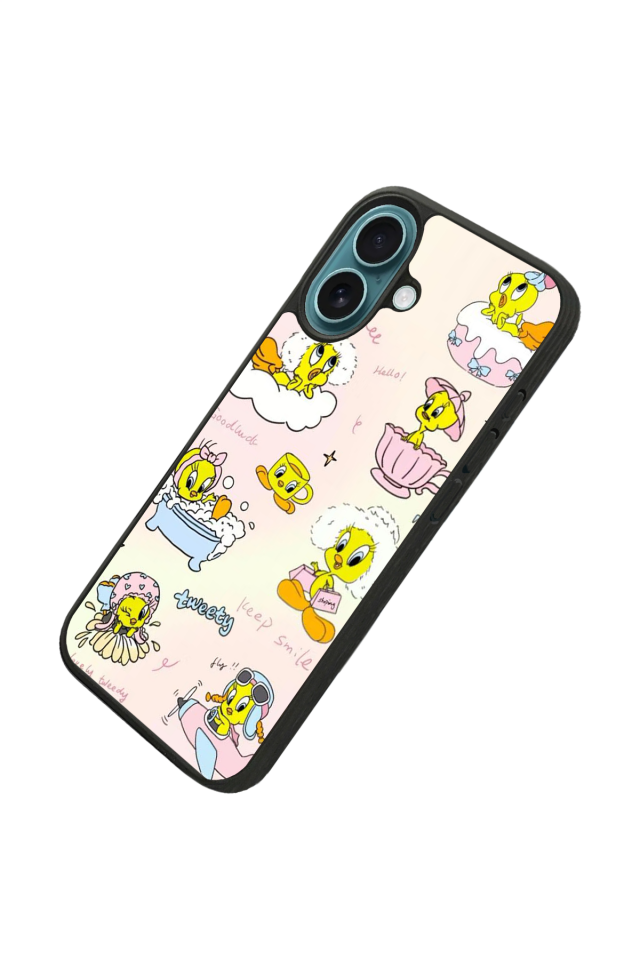iPhone 16 Plus Uyumlu Tweety Tasarımlı Glossy Premium Kılıf