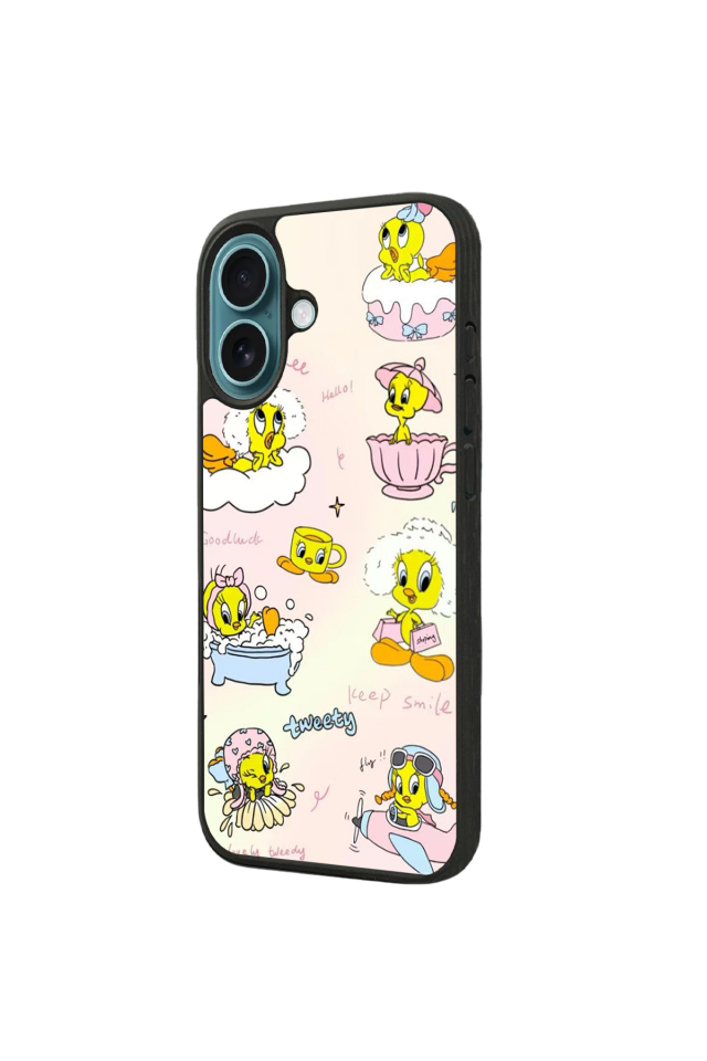 iPhone 16 Plus Uyumlu Tweety Tasarımlı Glossy Premium Kılıf