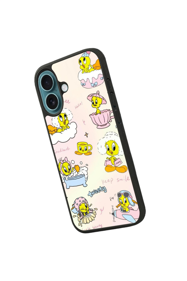 iPhone 16 Plus Uyumlu Tweety Tasarımlı Glossy Premium Kılıf