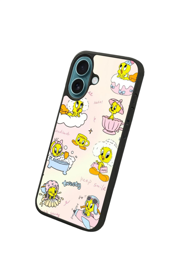 iPhone 16 Plus Uyumlu Tweety Tasarımlı Glossy Premium Kılıf