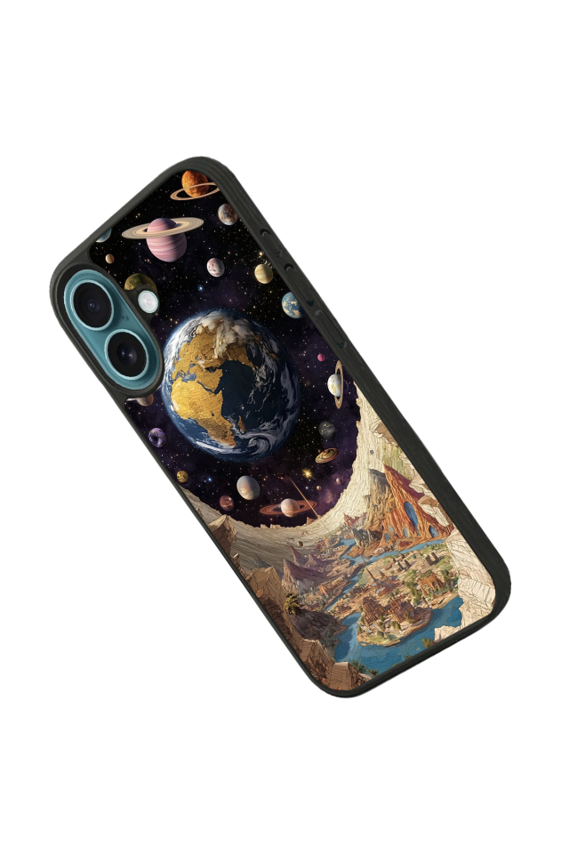 iPhone 16 Uyumlu Uzay Tasarımlı Glossy Premium Kılıf