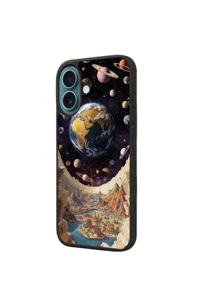 iPhone 16 Uyumlu Uzay Tasarımlı Glossy Premium Kılıf