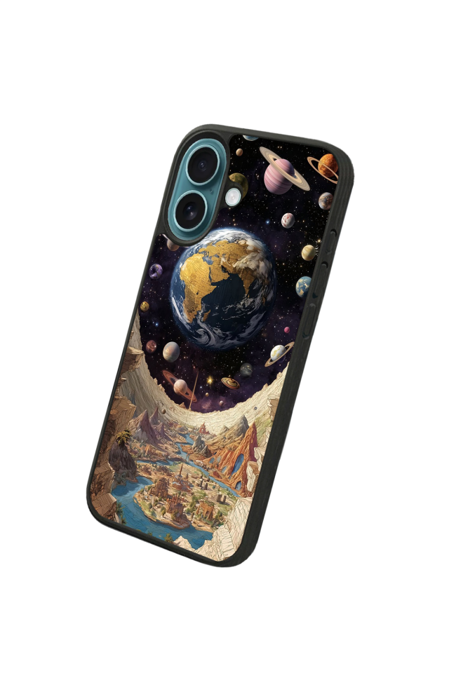 iPhone 16 Uyumlu Uzay Tasarımlı Glossy Premium Kılıf