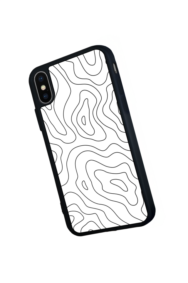 iPhone X/ XS Uyumlu Çizgi Sanatı Tasarımlı Glossy Premium Kılıf