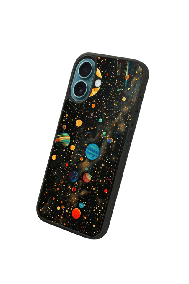 iPhone 16 Uyumlu Uzay Tasarımlı Glossy Premium Kılıf