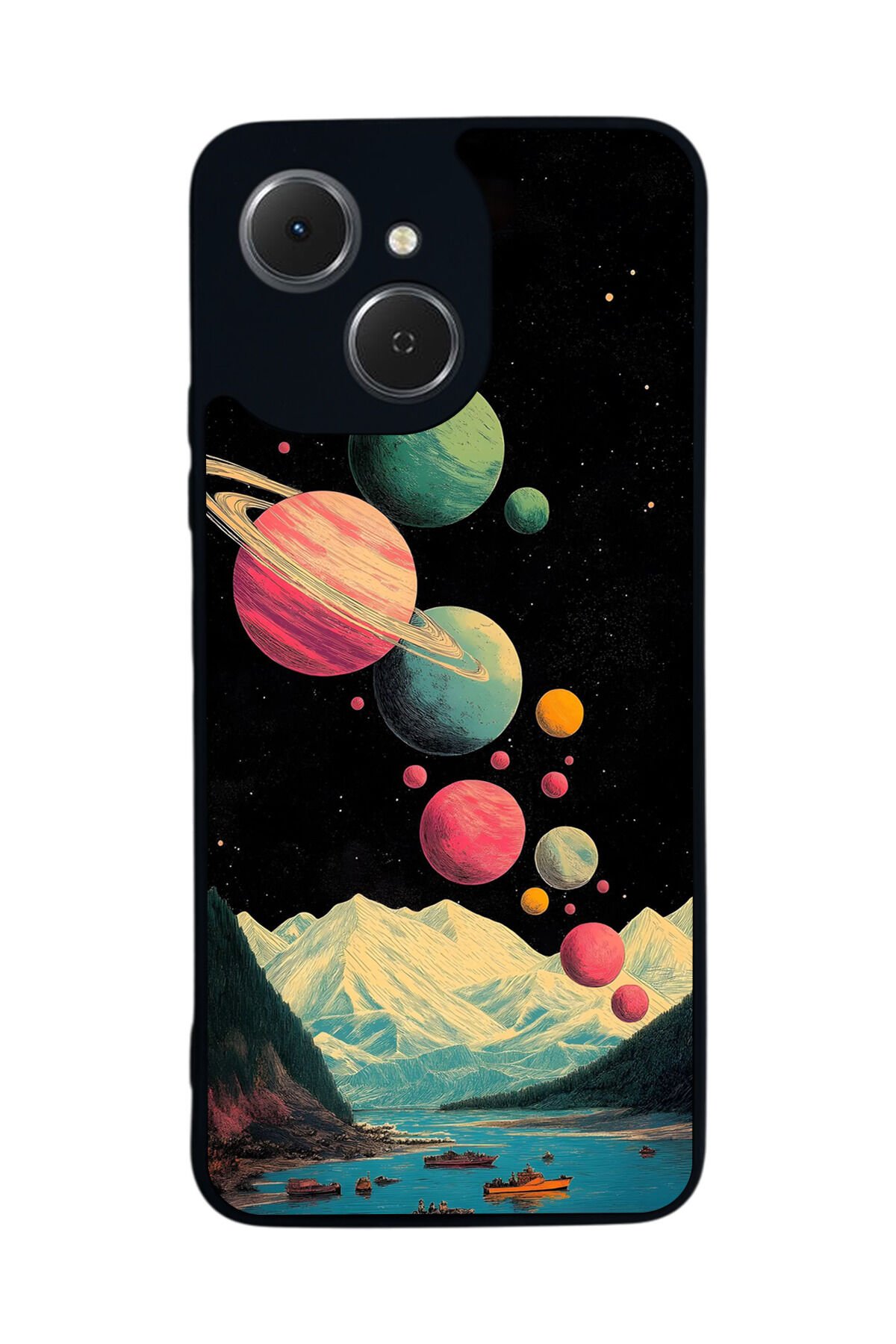 Tecno Spark 40C Uyumlu Uzay Tasarımlı Glossy Premium Kılıf