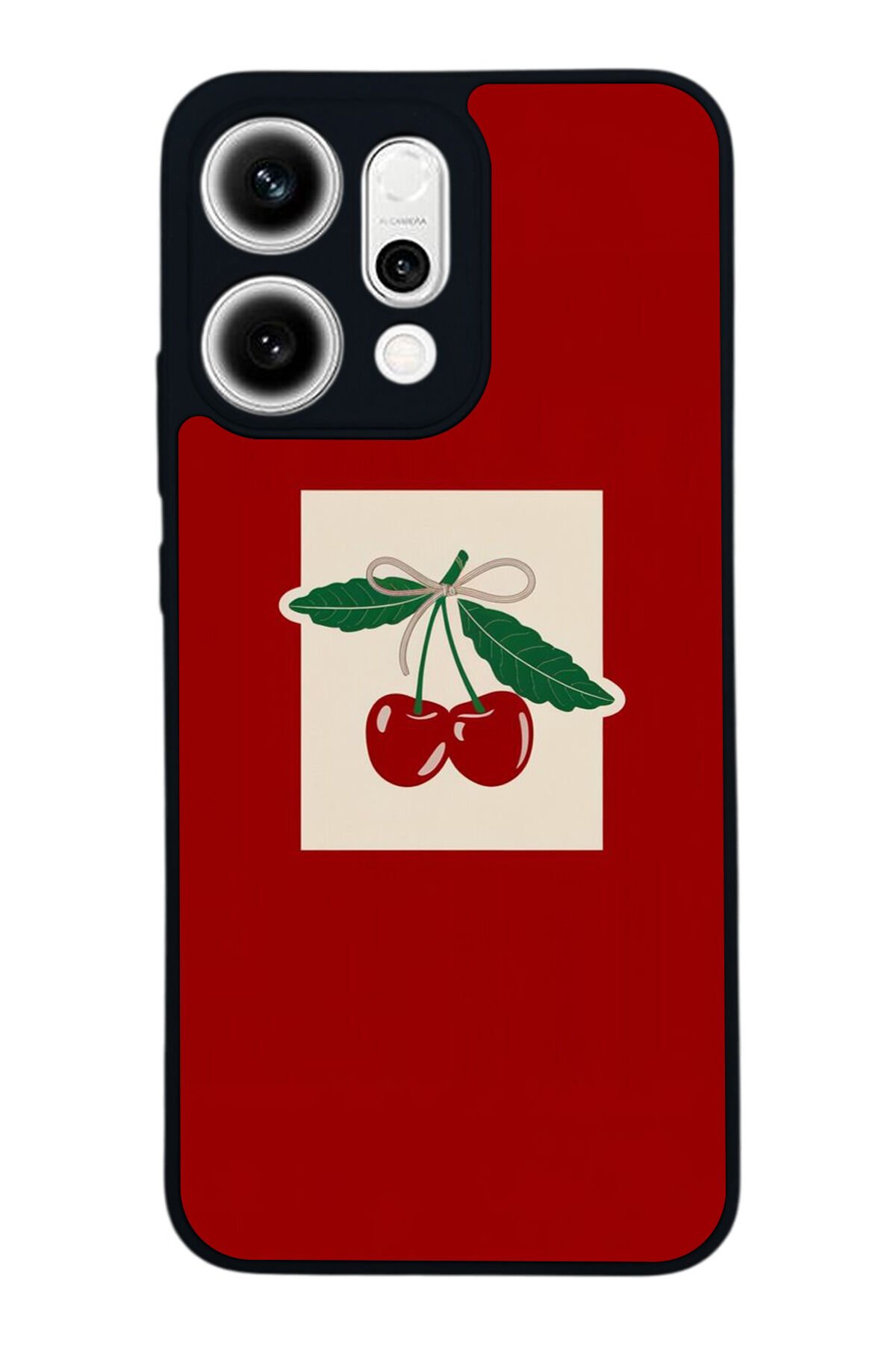 Oppo Reno 14 Uyumlu Kiraz Tasarımlı Glossy Premium Kılıf