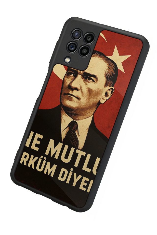 Samsung Galaxy M22 Uyumlu  Mustafa Kemal Ataturk Tasarımlı Glossy Premium Kılıf