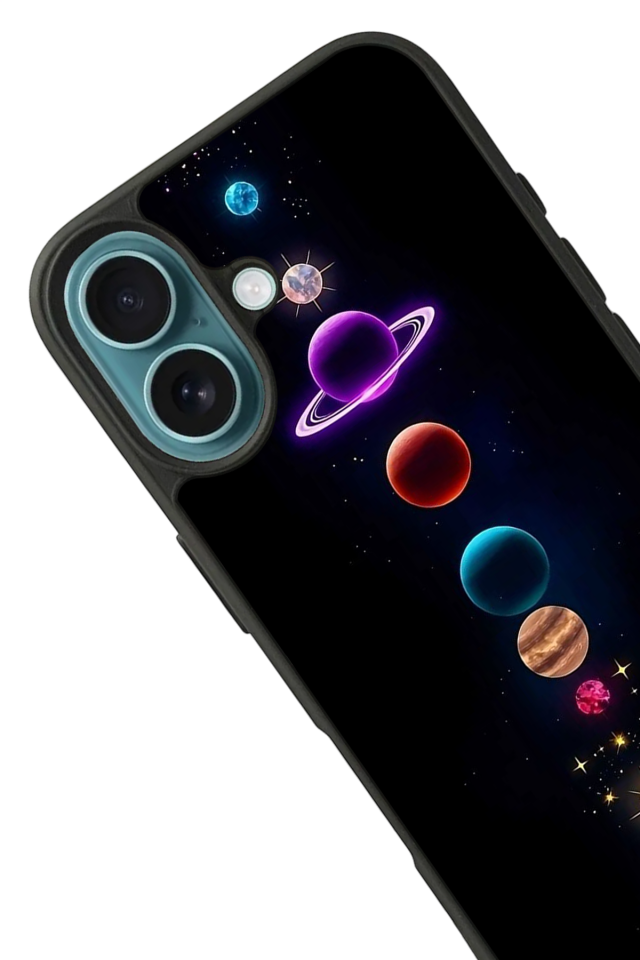 iPhone 16 Uyumlu Uzay Tasarımlı Glossy Premium Kılıf