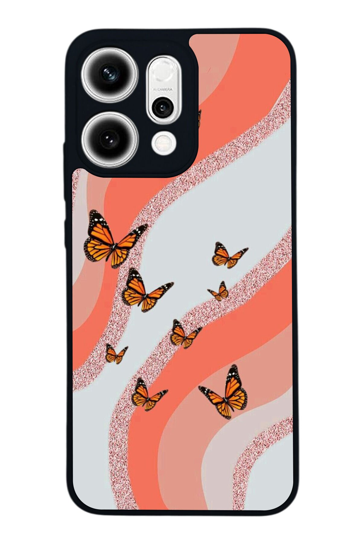 Oppo Reno 14 Uyumlu Kelebek Tasarımlı Glossy Premium Kılıf
