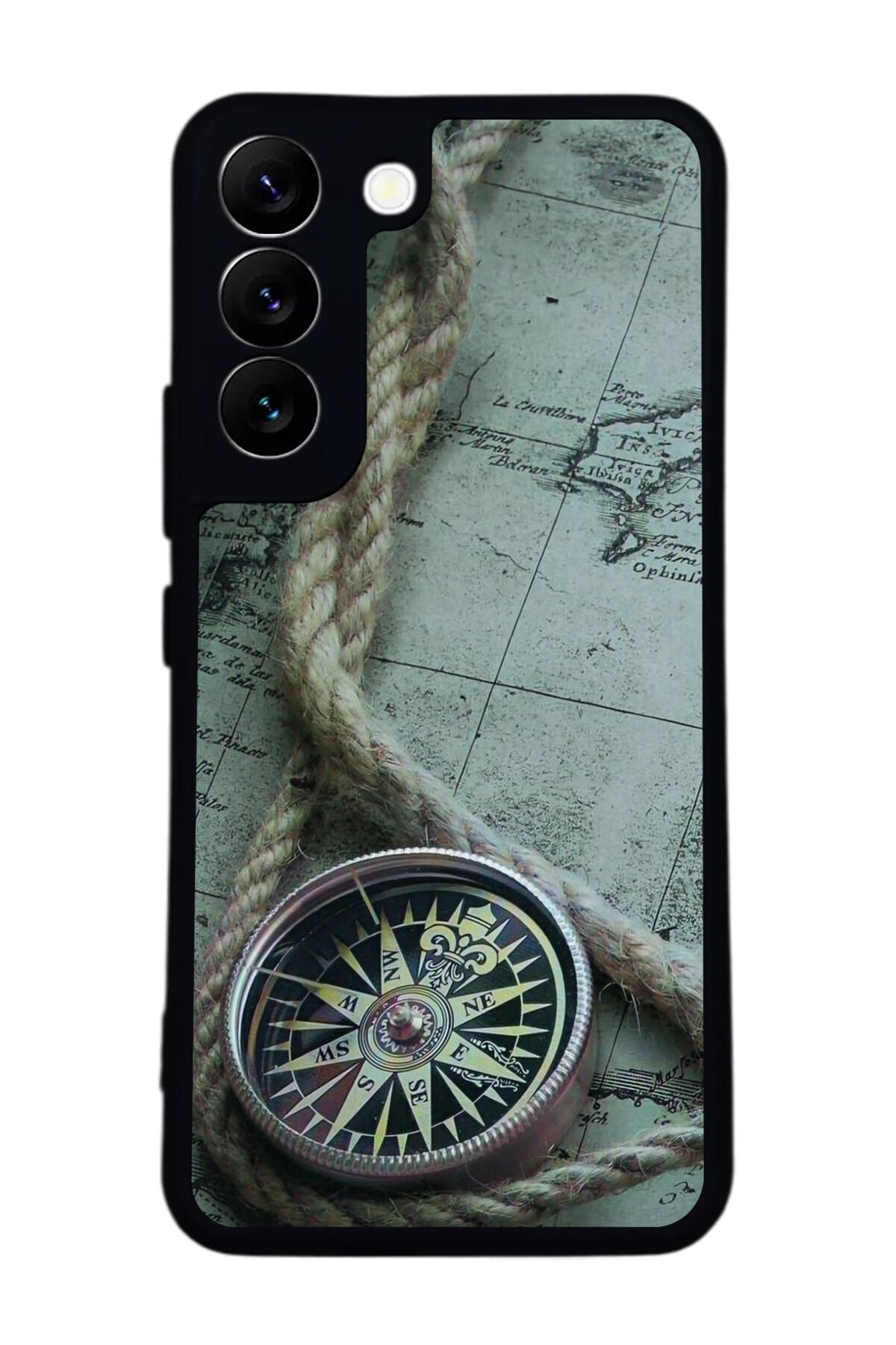Samsung Galaxy S22 Uyumlu Pusula Tasarımlı Glossy Premium Kılıf