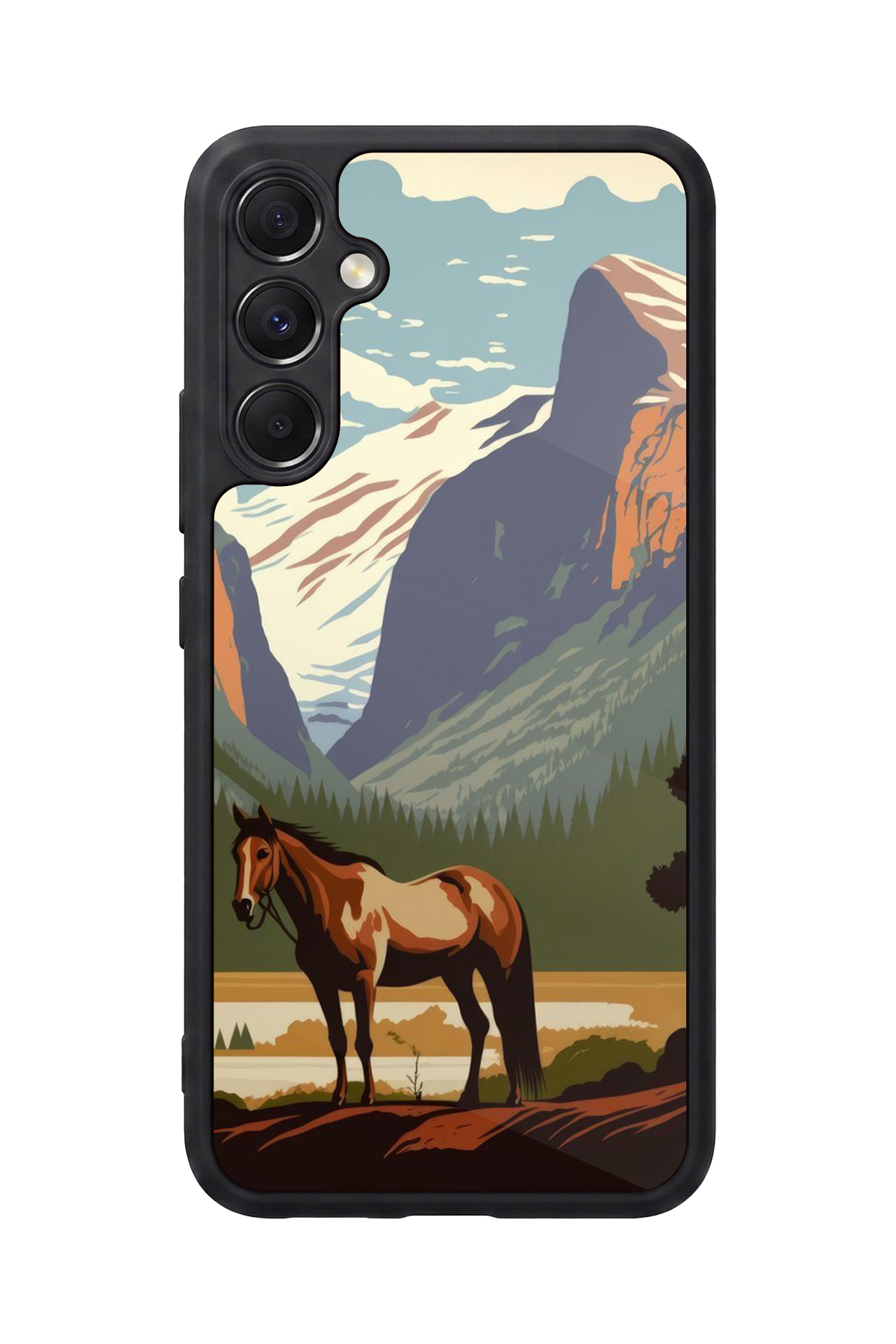 Samsung Galaxy A34 Uyumlu At Horse Tasarımlı Glossy Premium Kılıf