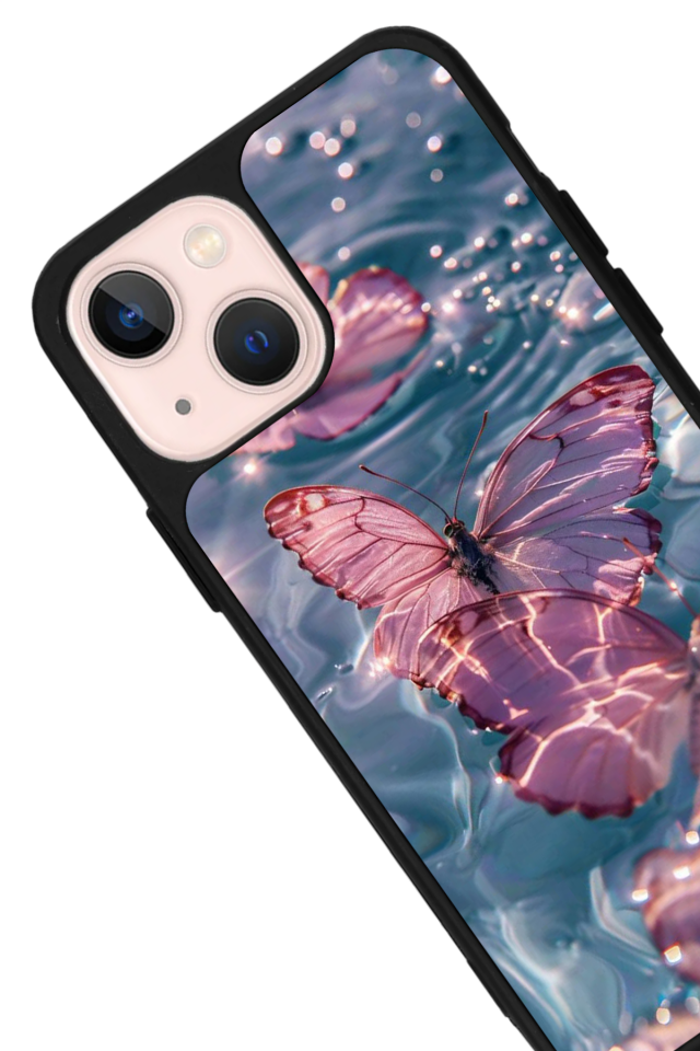 iPhone 13 Mini Uyumlu Kelebek Tasarımlı Glossy Premium Kılıf