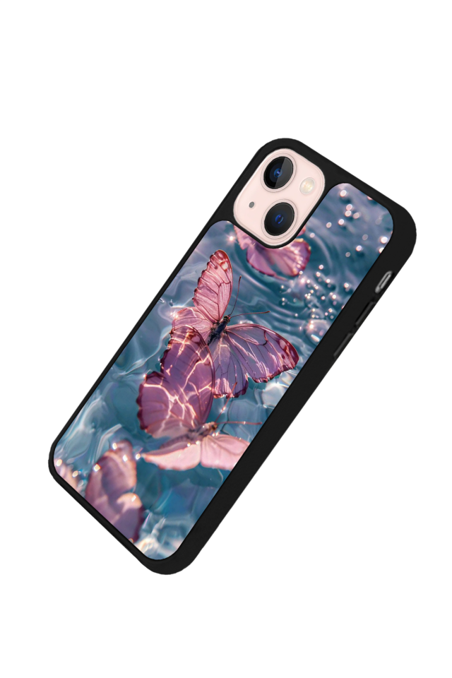 iPhone 13 Mini Uyumlu Kelebek Tasarımlı Glossy Premium Kılıf