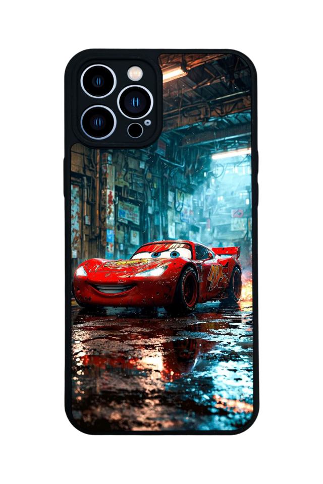 iPhone 12 Pro Max Uyumlu Şimsek McQueen Tasarımlı Glossy Premium Kılıf