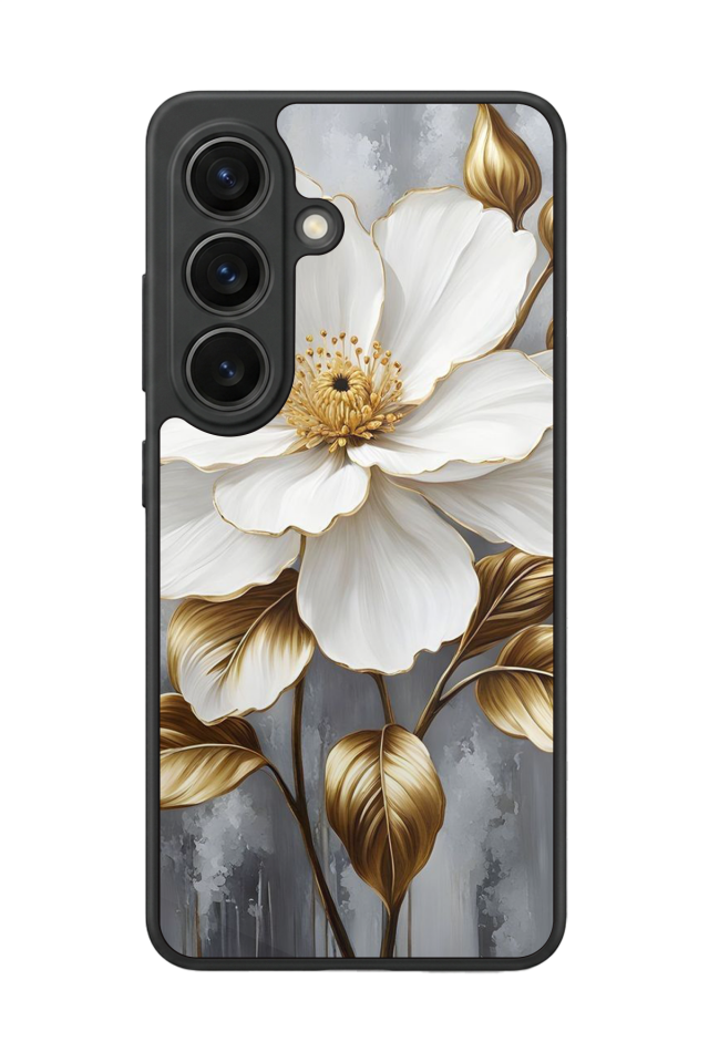 Samsung Galaxy S26 Uyumlu Yaldizli Cicek Tasarımlı Glossy Premium Kılıf