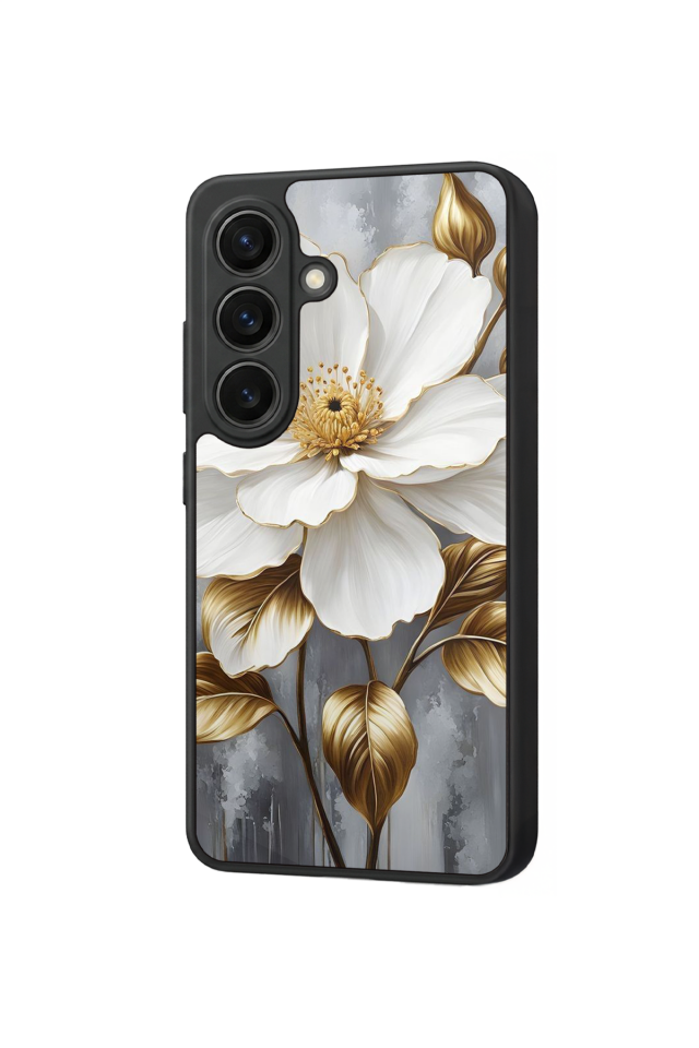 Samsung Galaxy S26 Uyumlu Yaldizli Cicek Tasarımlı Glossy Premium Kılıf