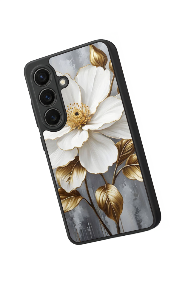 Samsung Galaxy S26 Uyumlu Yaldizli Cicek Tasarımlı Glossy Premium Kılıf