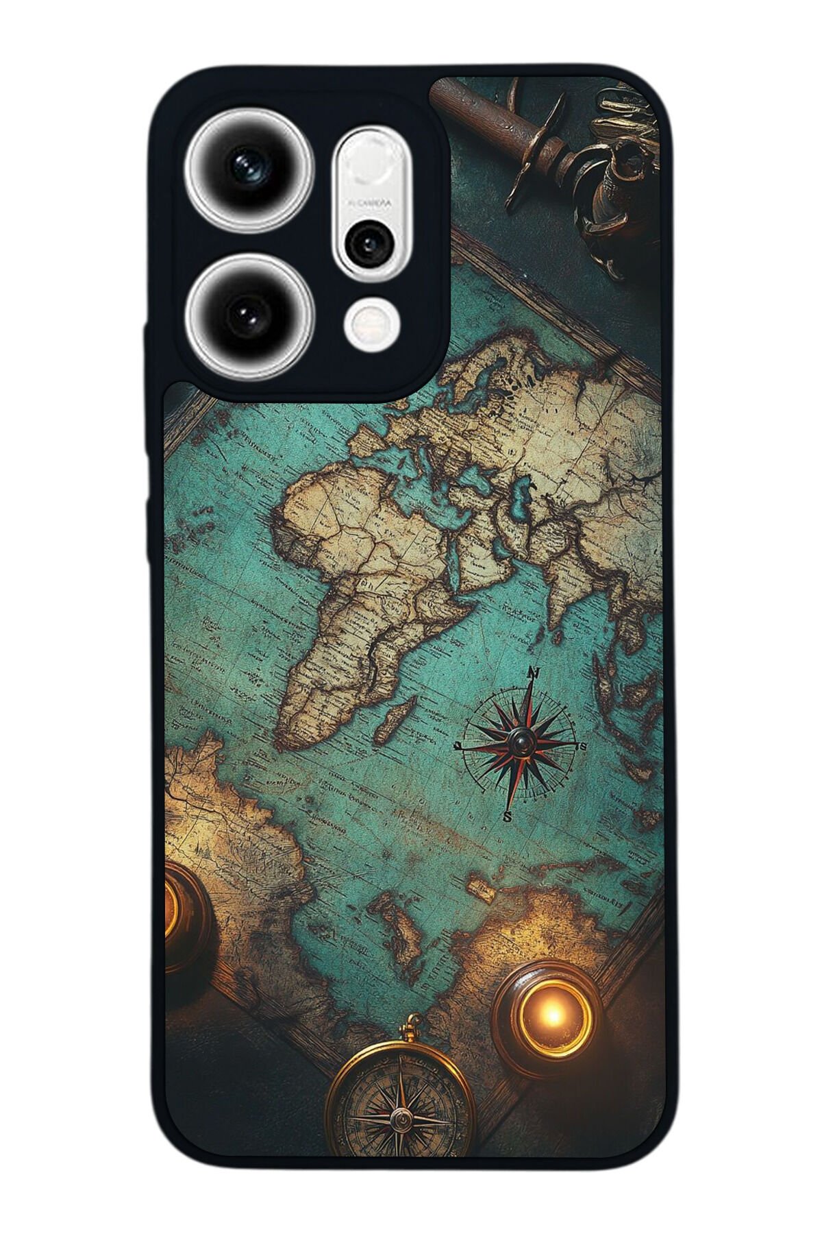 Oppo Reno 14 Uyumlu Harita Tasarımlı Glossy Premium Kılıf