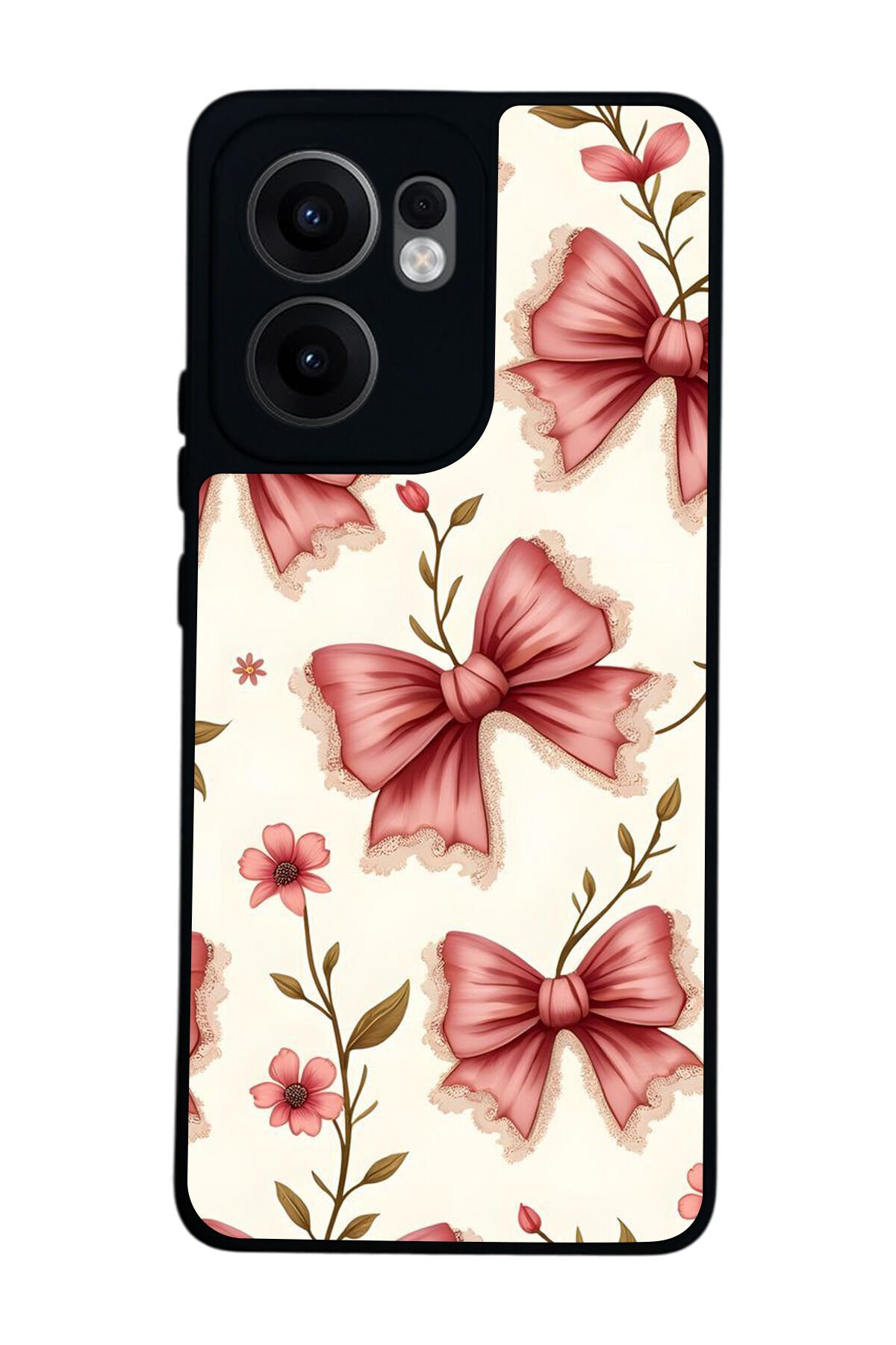 Oppo Reno 13F Uyumlu Kurdele Tasarımlı Glossy Premium Kılıf