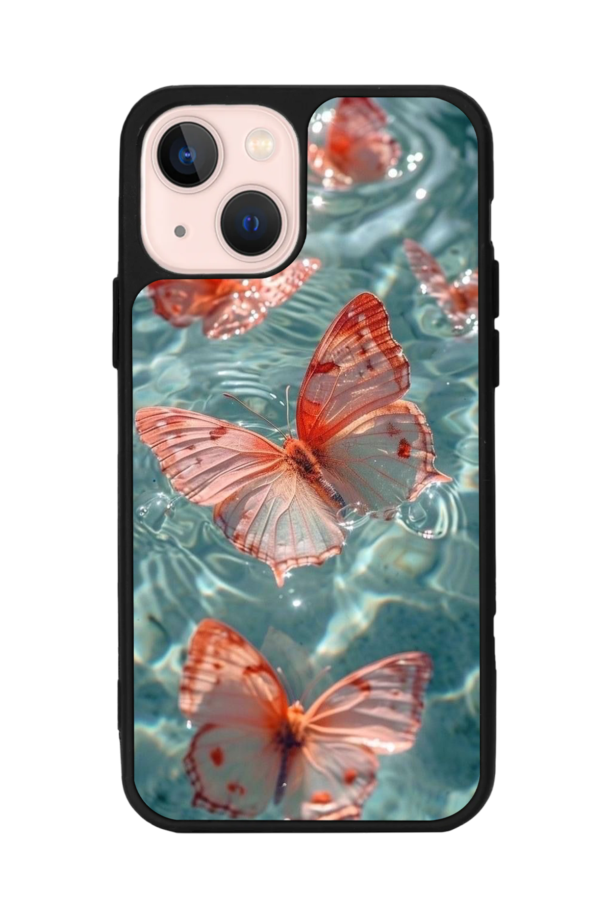 iPhone 13 Mini Uyumlu Kelebek Tasarımlı Glossy Premium Kılıf