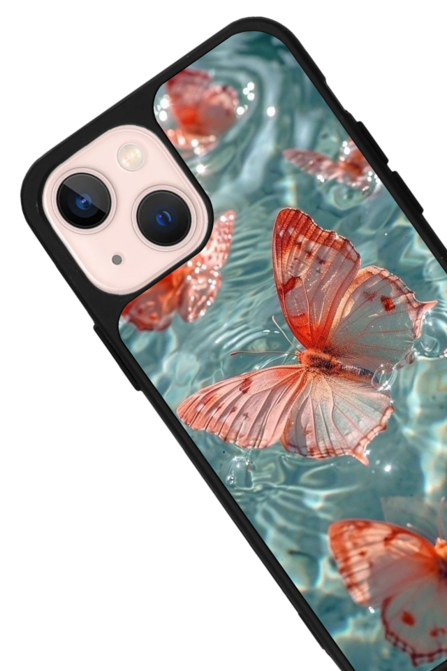 iPhone 13 Mini Uyumlu Kelebek Tasarımlı Glossy Premium Kılıf