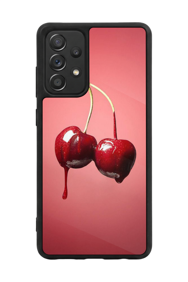 Samsung Galaxy A72 Uyumlu Kiraz Tasarımlı Glossy Premium Kılıf