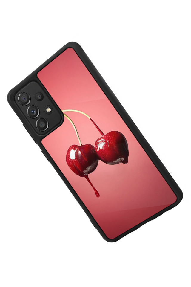 Samsung Galaxy A72 Uyumlu Kiraz Tasarımlı Glossy Premium Kılıf