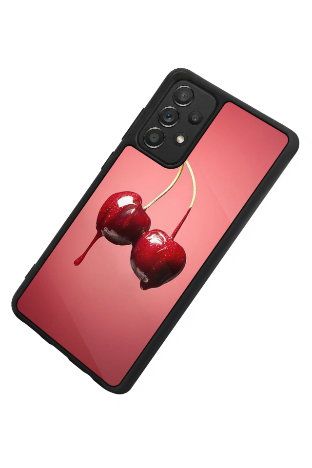 Samsung Galaxy A72 Uyumlu Kiraz Tasarımlı Glossy Premium Kılıf