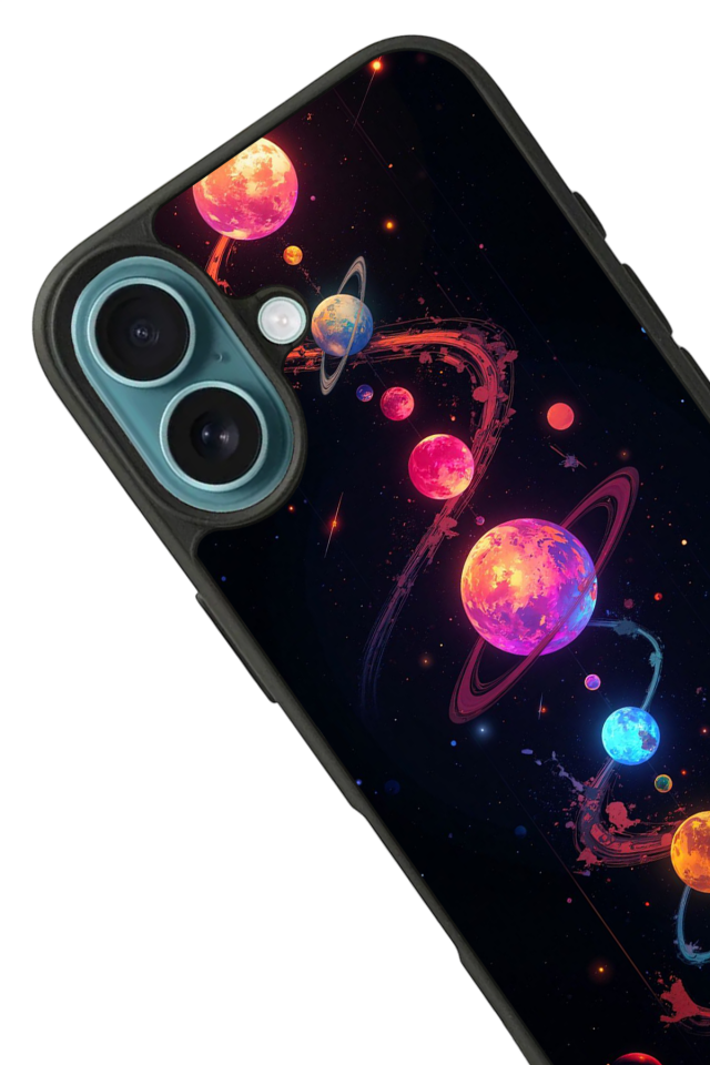 iPhone 16 Uyumlu Uzay Tasarımlı Glossy Premium Kılıf