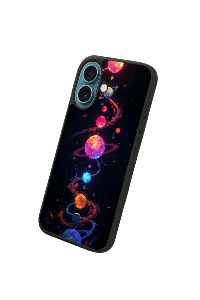 iPhone 16 Uyumlu Uzay Tasarımlı Glossy Premium Kılıf