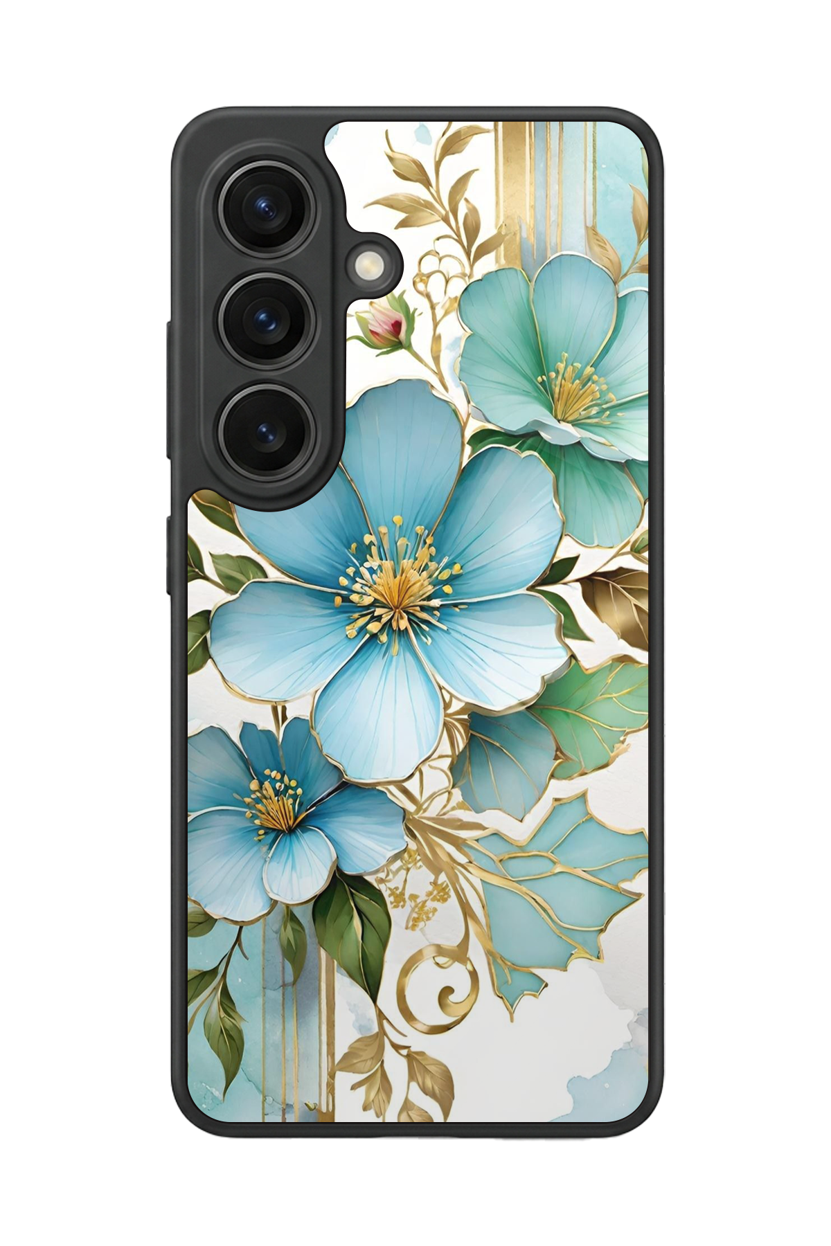 Samsung Galaxy S26 Uyumlu Yaldizli Cicek Tasarımlı Glossy Premium Kılıf