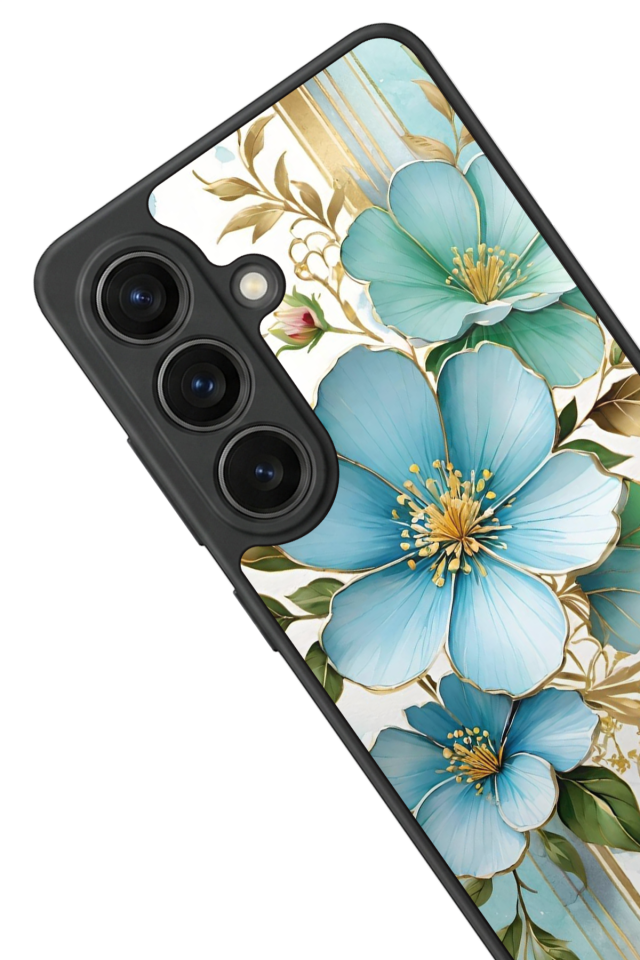 Samsung Galaxy S26 Uyumlu Yaldizli Cicek Tasarımlı Glossy Premium Kılıf