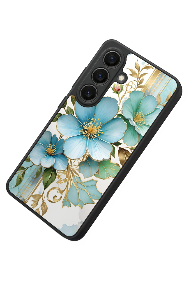 Samsung Galaxy S26 Uyumlu Yaldizli Cicek Tasarımlı Glossy Premium Kılıf