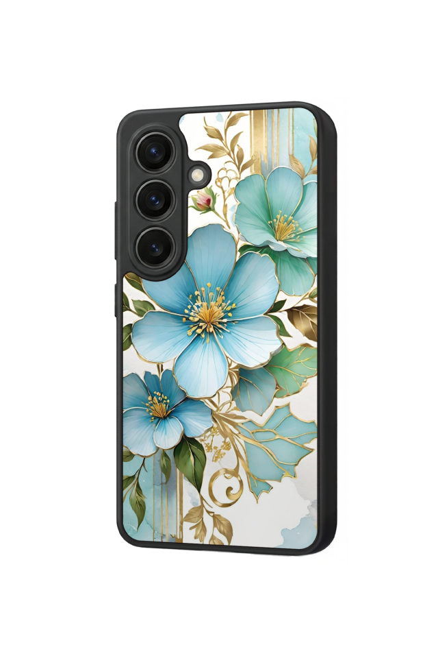 Samsung Galaxy S26 Uyumlu Yaldizli Cicek Tasarımlı Glossy Premium Kılıf