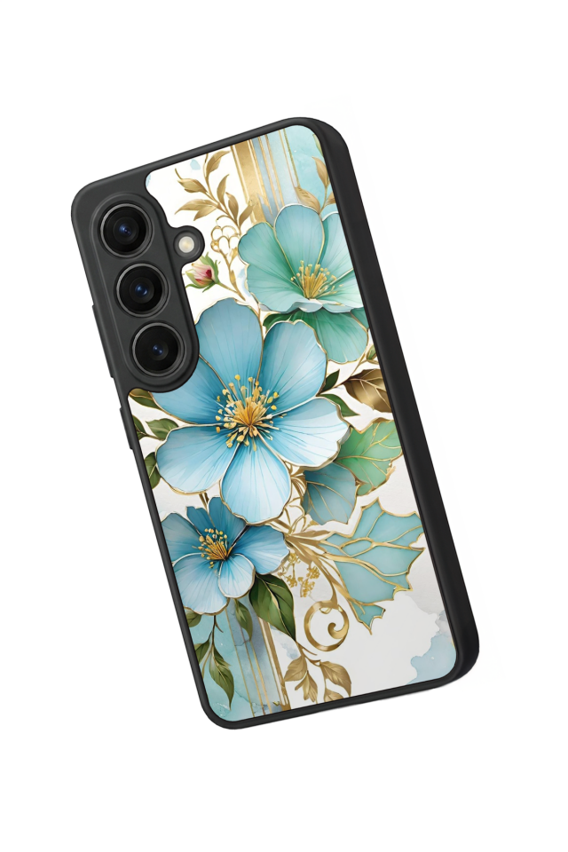 Samsung Galaxy S26 Uyumlu Yaldizli Cicek Tasarımlı Glossy Premium Kılıf