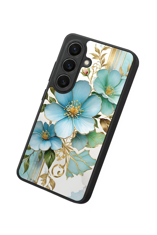 Samsung Galaxy S26 Uyumlu Yaldizli Cicek Tasarımlı Glossy Premium Kılıf