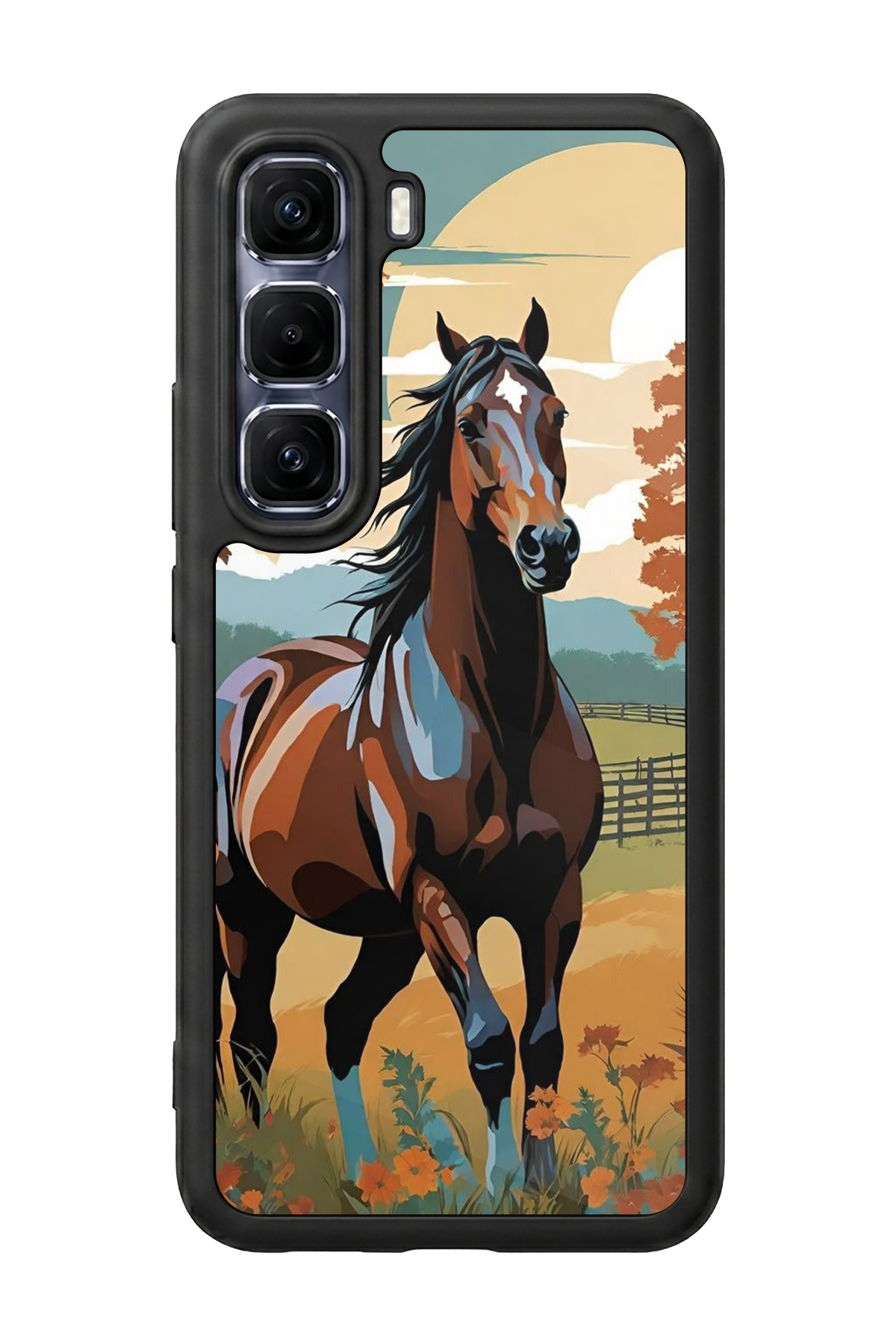 Infinix Hot 60 Pro Plus Uyumlu At Horse Tasarımlı Glossy Premium Kılıf