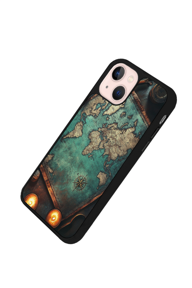 iPhone 15 Plus Uyumlu Harita Tasarımlı Glossy Premium Kılıf